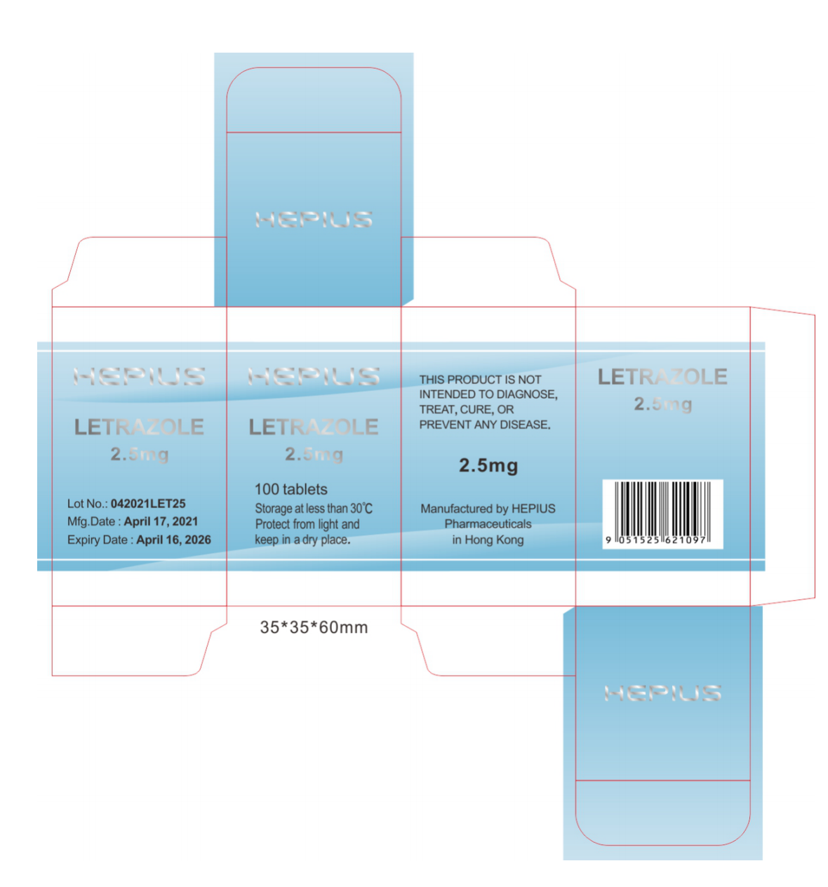 Letrazole 2.5mg, 100 tablets, 来曲唑